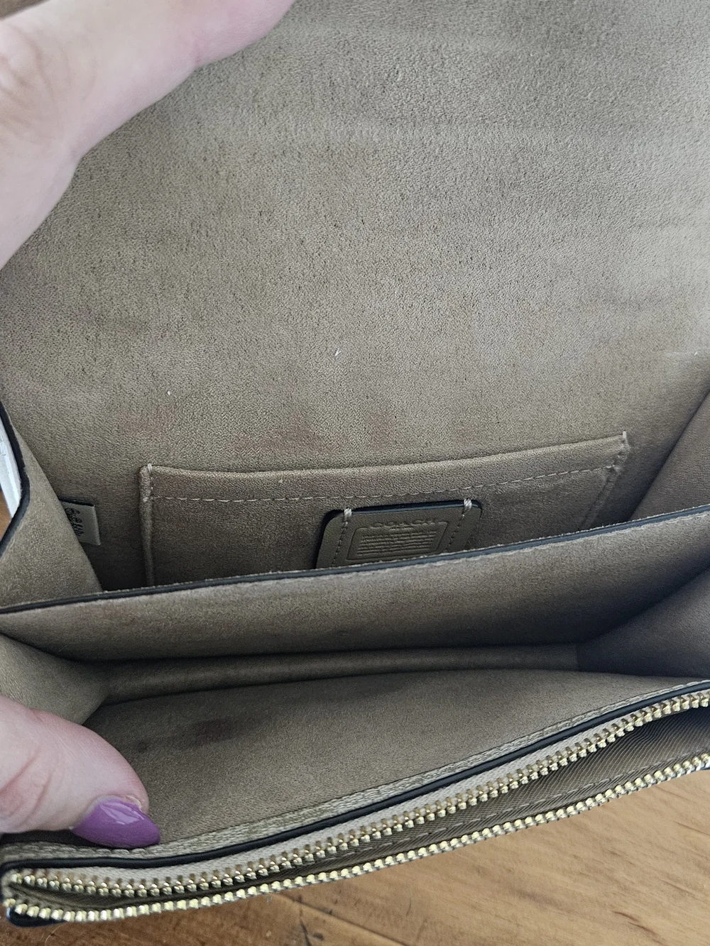 Coach Khaki and Chalk Signature Canvas Chain Crossbody